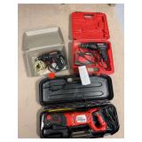 Two Craftsman electric drills, B&D Firestorm recip saw