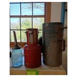 1 gallon gas measuring can and Ball oil jar