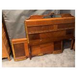 Ornate veneer waterfall full size bed w headboard/footboard, rails and slats