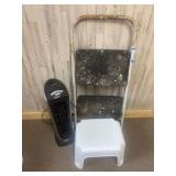 Step ladder, Lasko heater, and stepstool ￼