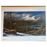 Unframed Terry Redlin print “Master of the Valley” Elk herd surveying the splendor of their domain, signed and numbered 36 x 23