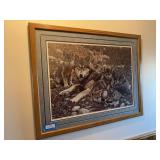 “Den Mother” framed Wolf print by Carl Brenders signed and numbered 41 x 32 1/2 with ornate matting and frame