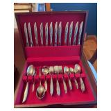 Stebor flatware 5pc service for twelve w serving pieces, missing one teaspoon