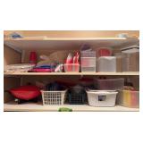 Many storage containers and a wok