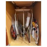 Cupboards “D” includes silverplate, brass?, serving trays, etc