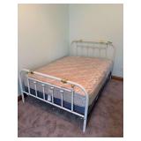 Full size bed with Lebeda mattress, metal headboard and footboard