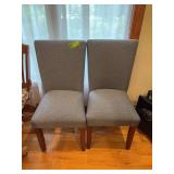 Pair straight chairs upholstered blue