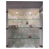 Stemware of various patterns, small serving dishes, drinking glasses, etc