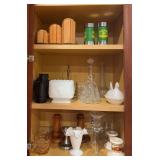 Cupboards “C” includes milk glass, S&P shakers, candleholders, glasses, etc