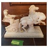 Chariot figurine, one leg is broken but there for repair Heavy, 14.5” long