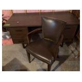 Double pedestal desk and chair
