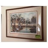 S/N "Steamboat Slough/Green Winged Teal" by John Bald 135/250 Framed measures 28x23