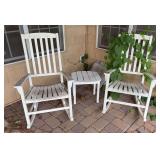 Pair wooden rockers with side table