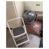 2 bags mulch, Smokey Joe, two foot step stool