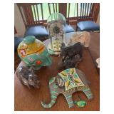 Elephant clock, cookie jar and Westminster anniversary clock Pendulum is broken off elephant clock