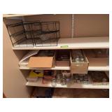 Canning jars, cookbooks and wire shelves