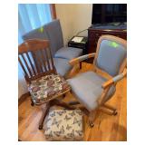 Pair office chairs and ottoman