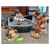 Native American figurines, tabletop water fall