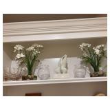 Shelves “A “ vases, bird figurines, horse figurines, ducks