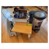 Small step stool, power cords, small trash cans, etc
