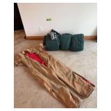 Sleeping bag, Big Smith coveralls unable to see size but they are HUGE.