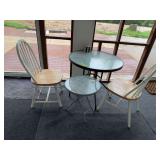 2 wood chairs and outdoor table 31” round