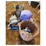 Poly tarp, saddle pads, feed buckets/baskets
