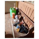 42" lift seat bench, Oster clippers, brooder light, 3 spools of electrical wire etc...