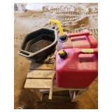Oil drain pan and gas cans