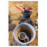 Large hay bag, poly tubs, feed scoops