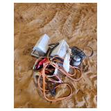 Plastic wood bird feeders, sump pump, jumper cables