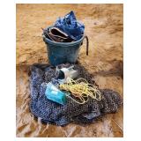 Large hay bag, feed scoops, poly tub, bell boots, lead ropes etc ..