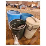 Trash cans and poly barrels