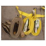 2 heavy duty new ratchet straps and choker strap