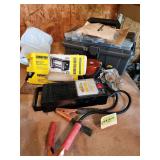 Battery tester, beacon light, and winch roller