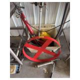 Oil drum dolly, electric and manual barrel pumps, oil containers, grease gun, funnels etc...