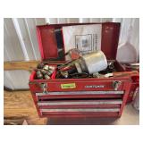 Red Craftsman tool box, end wrenches, paint gun etc...