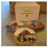 John Deere collector plates and Jake the construction doll