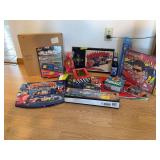 Jeff Gordon memorabilia and box of Earnhardt collectibles