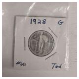 1928 G #40 TED Quarter Dollar