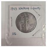 1943 Walking Liberty VG Half Dollar