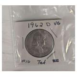 1962 D VG #16 TED Half Dollar