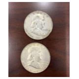 1952 and 1953 Franklin Half Dollars