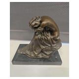 Bronze Sculpture of a Resting Female nude on a Marble Plinth in the style of Miguel Fernando López (Milo) - Milo Tranquility - 6.5"w x 4.5"d x 6"h