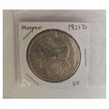 1921D VF Morgan One Dollar