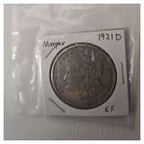 1921D EF Morgan One Dollar