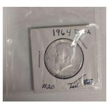 1964 D AU #20 TED Half Dollar