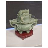 Chinese Hand-Carved Celadon/Green Hardstone Tripod Incense Burner (censer)