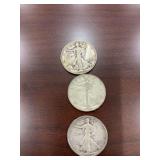 Two-1943, 1945 United States Walking Liberty Half Dollars