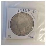 1922D EF 39 TED One Dollar
